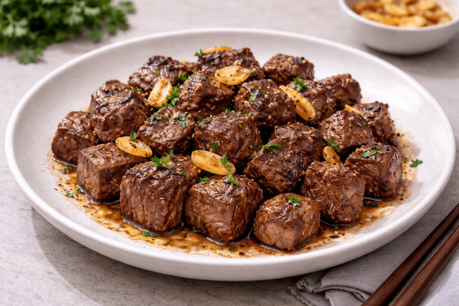 蒜香牛肉粒