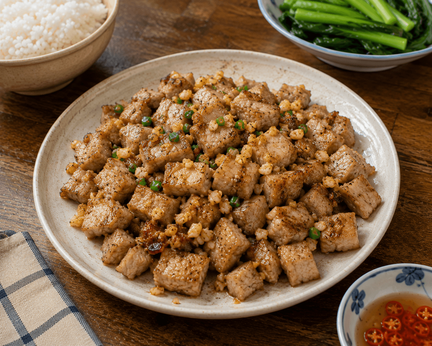 蒜香豬扒粒